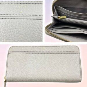 FOSSIL Tiegan Clutch Pebbled Leather Wallet Zip Around
